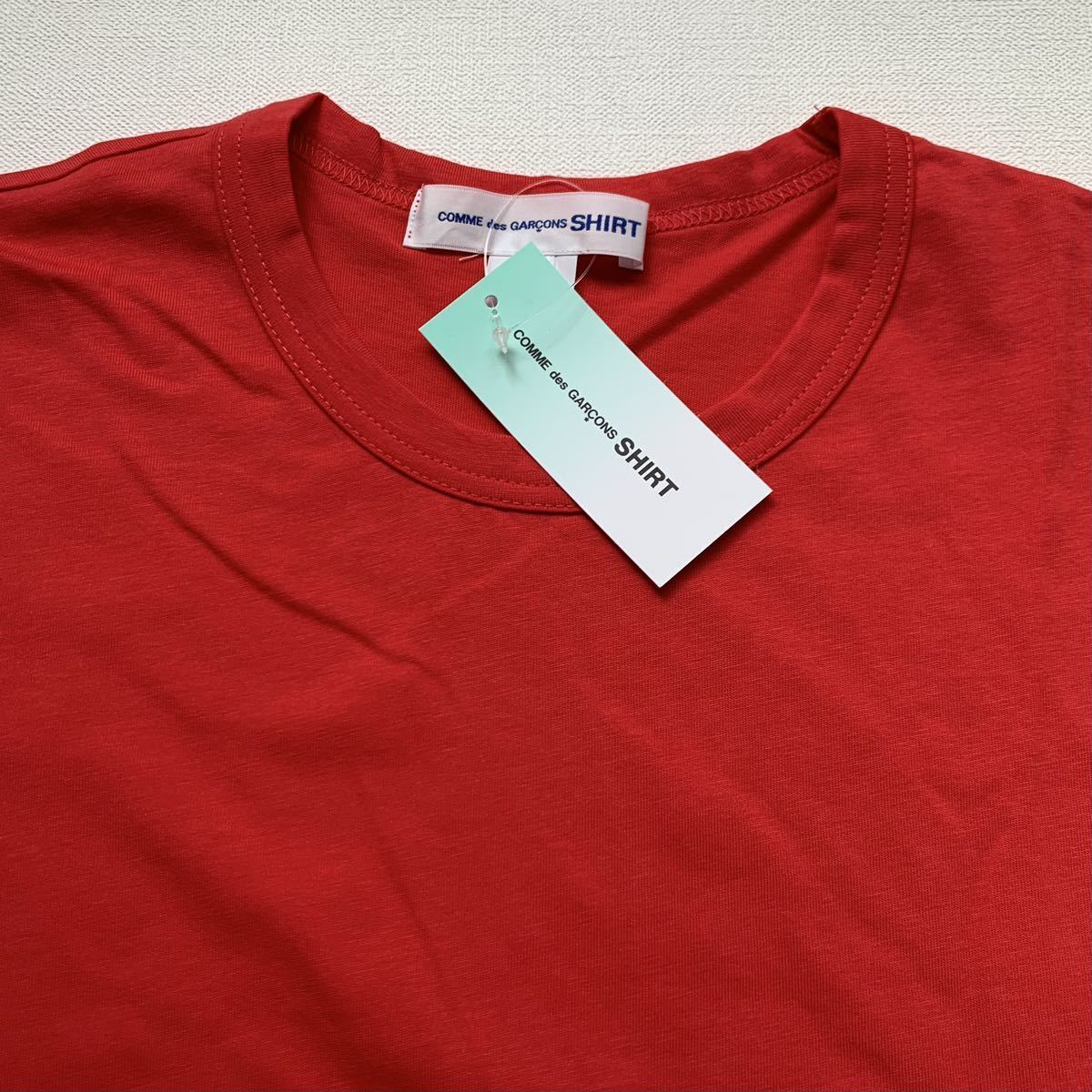 L 新品 2022AW コムデギャルソンシャツ 背面 ロゴ 長袖 Tシャツ レッド Comme des Garcons Shirt FJ-T015 メンズ_画像3