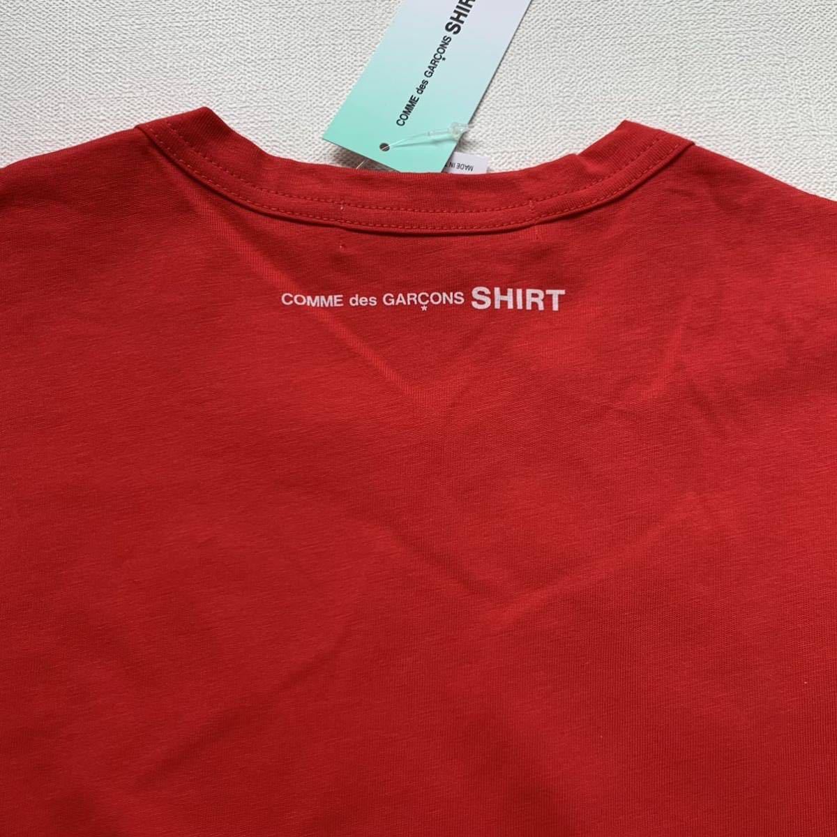 L 新品 2022AW コムデギャルソンシャツ 背面 ロゴ 長袖 Tシャツ レッド Comme des Garcons Shirt FJ-T015 メンズ_画像4