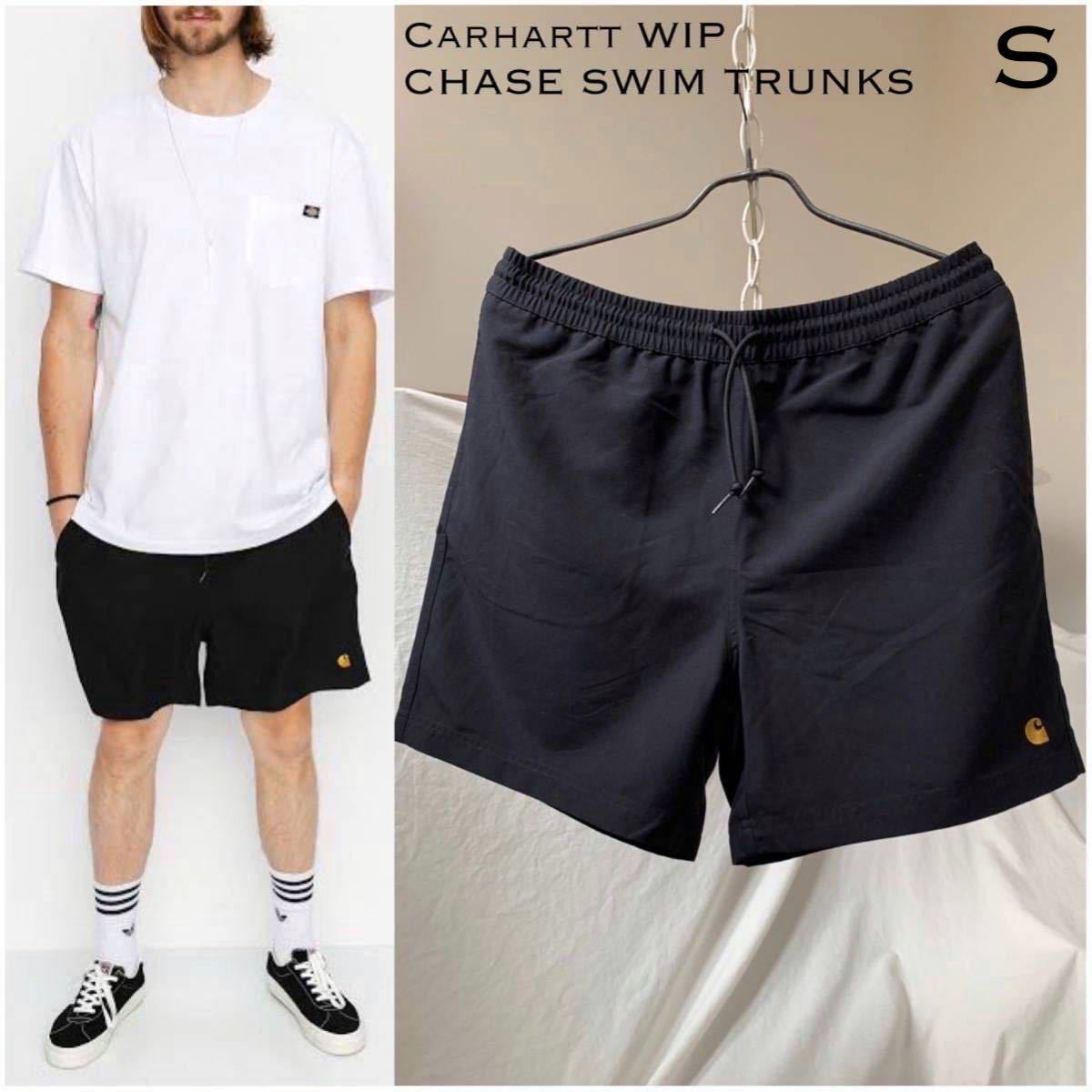 S 新品 カーハート Carhartt WIP CHASE SWIM TRUNKS 黒 ブラック スイム ショーツ ボードショーツ ショートパンツ メンズ 水着 パンツ_画像1