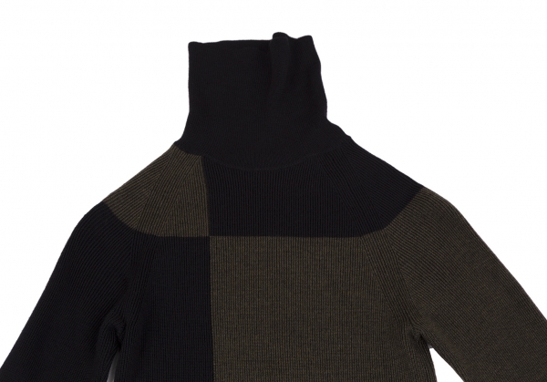  Limi feu LIMI feubai color panel wool high‐necked knitted tea black S [ lady's ]