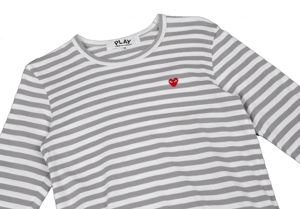  Play Comme des Garcons PLAY COMME des GARCONS Mini Heart border cut and sewn gray white M [ lady's ]