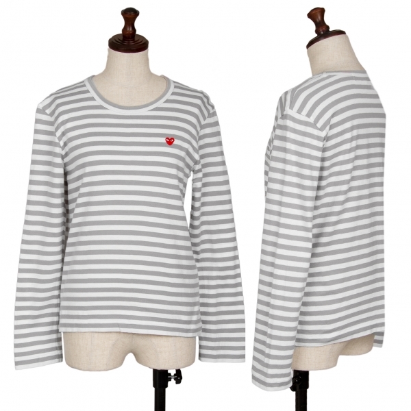  Play Comme des Garcons PLAY COMME des GARCONS Mini Heart border cut and sewn gray white M [ lady's ]