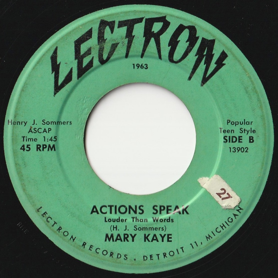Mary Kaye Secret Thoughts / Actions Speak Lectron US 13901, 13902 202176 ROCK POP ロック ポップ レコード 7インチ 45_画像2