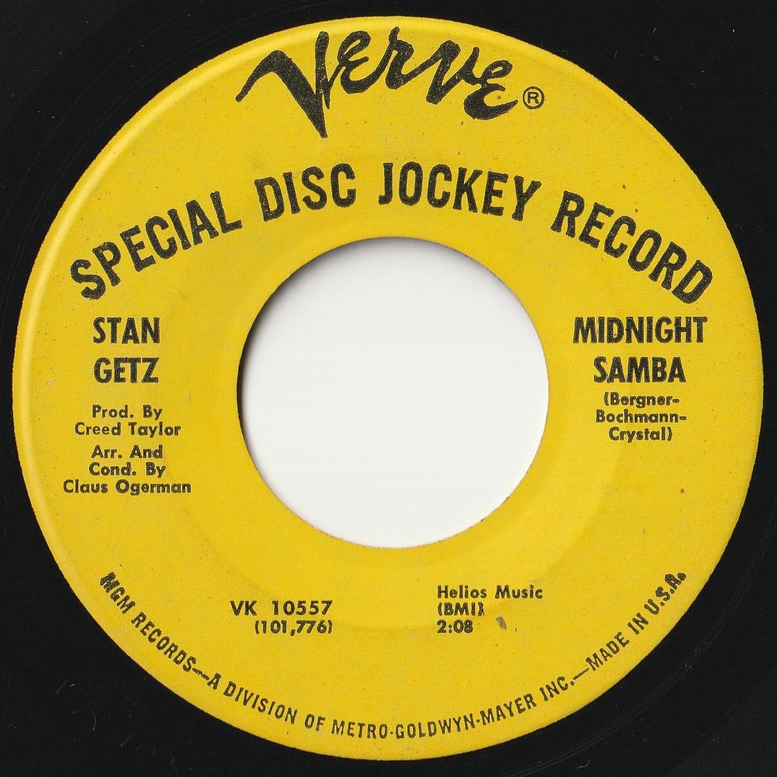 Stan Getz Midnight Samba / Once Verve US VK-10557 202106 JAZZ  джаз   пластинка  7 дюймов  45