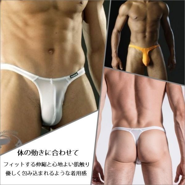 匿名発送 送料無料 Tバック 男性下着 セクシー メンズ Tバック ふんどし 透け エロ下着 エロパンツ コックリング E0070 黒 M_画像4