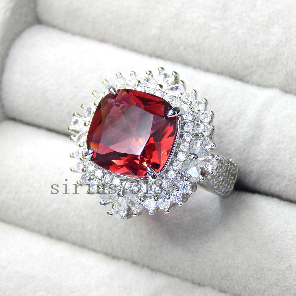 Пополнить ★ Новая ★ Бесплатная доставка 6CT № 15 CZ Ruby Diamond Ring Finish Platinum готово серебро 925 Циркониевые женские аксессуары