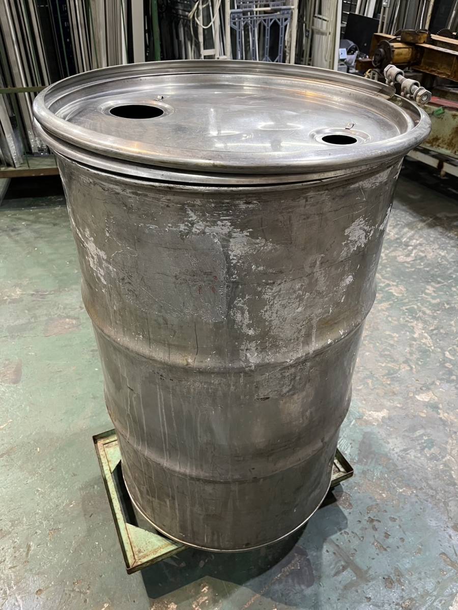 033104蓋付き ステンレス製 200Lドラム缶オープンドラム缶 燃料タンク