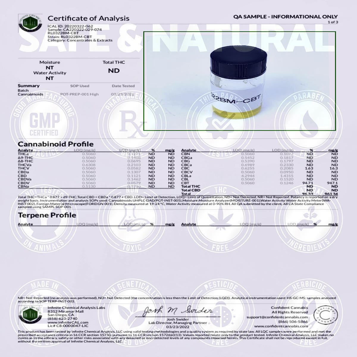 カリフォルニア産 高品質 CBT96.33% 5g CBN CBG CBN CRD アイソレート_画像3