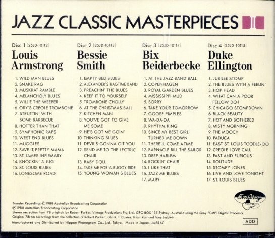 V.A.◆JAZZ CLASSIC MASTERPIECES◆4CD◆ルイ・アームストロング/ベッシー・スミス/バイダーベック/デューク・エリントン【m7249】_画像3