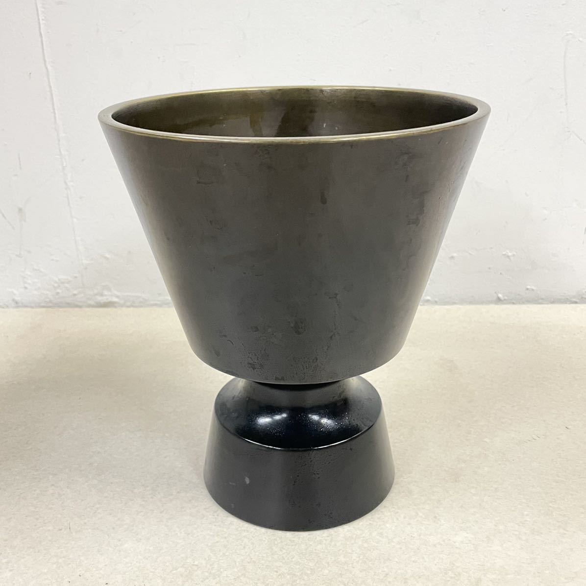 銅製杵型花器高さ21cm 約2kg 華道/茶道具/生け花/花瓶/花入/花生/壷