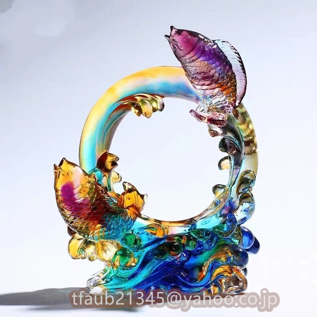 【ケーリーフショップ】魚瑠璃工芸品装飾品水晶置物