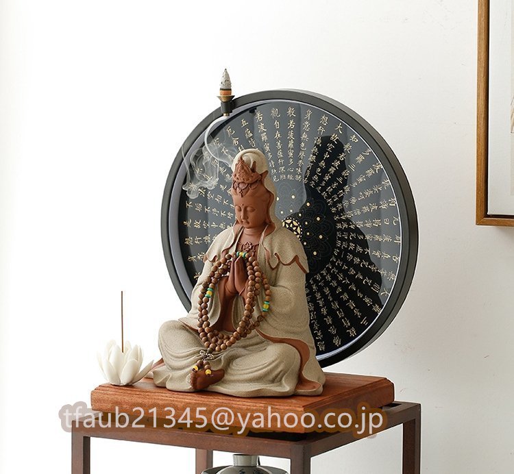 ケーリーフショップ】観音像 仏像 仏教美品 経文 香立 台座付き ケーリーフショップ】観音像 仏像 仏教美品 経文 香立 台座付き