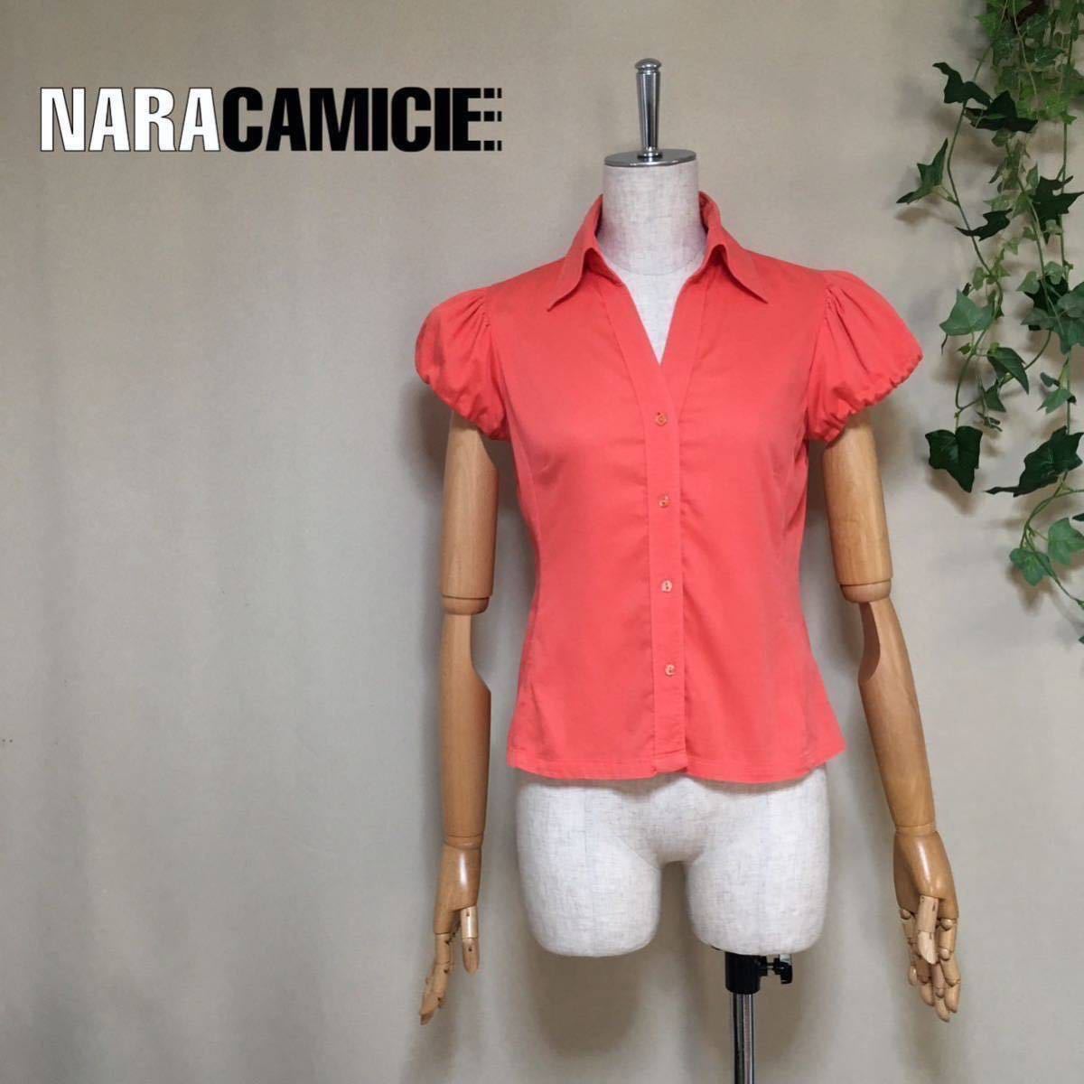 [NARACAMICIE] Nara Camicie пуховка рукав Skipper короткий рукав блуза cut and sewn размер 0/S соответствует 7 номер розовый серия женский tops 