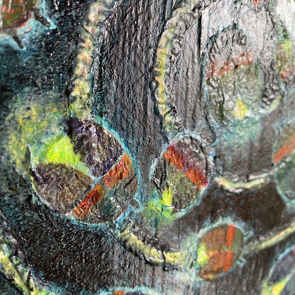 ジャケットサイズ木パネル　蛍の絵『フリーエネルギー』アクリル画　送料無料