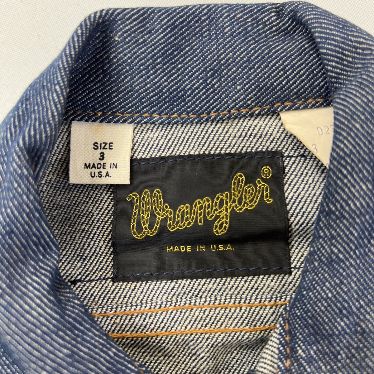 USA made * Wrangler 70s rare * dead stock Flyer attaching Kids 3 -years old for Denim jacket G Jean American Casual US old clothes Wrangler #S1430