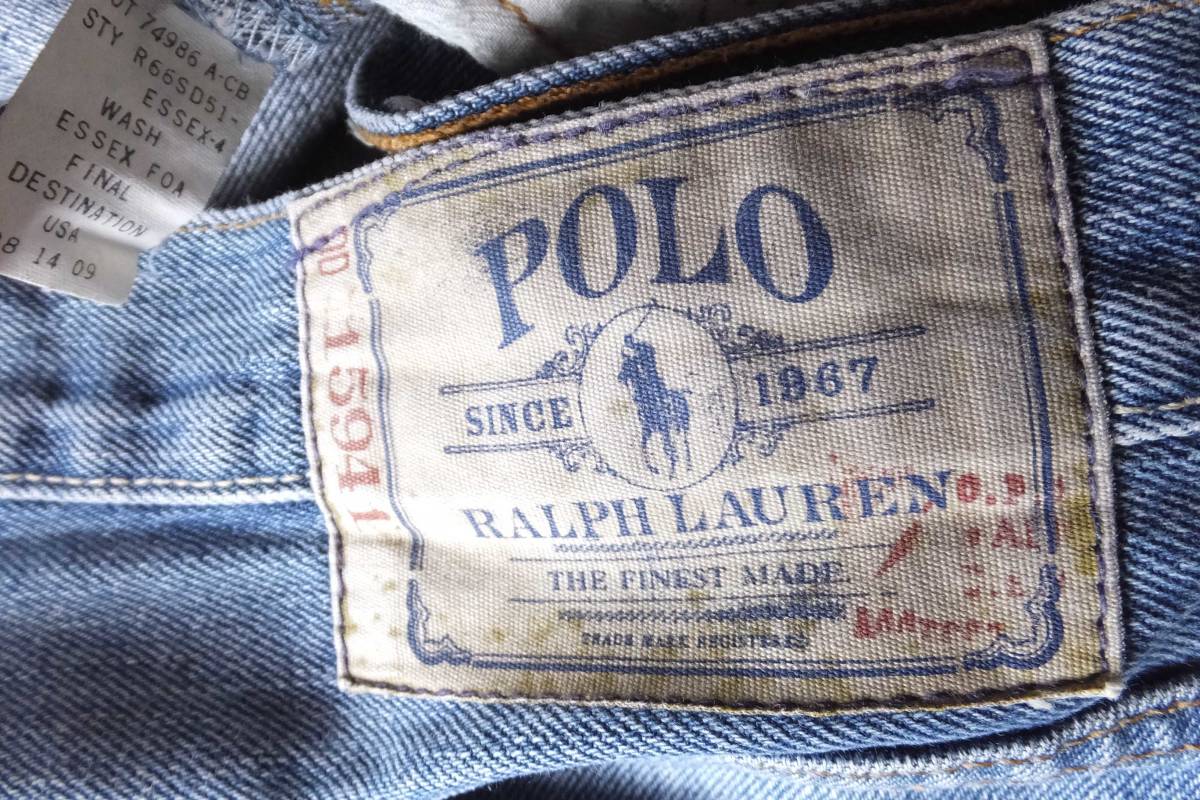  Ralph Lauren Denim брюки мужской W34(92cm) индиго голубой G анютины глазки хлеб б/у одежда 