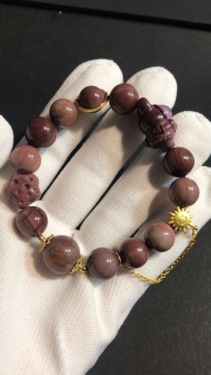 ¥3380→¥3080!アラシャンゴビメノウ 葡萄宇宙飛行士デザインブレスレット☆ 阿拉善 天然石