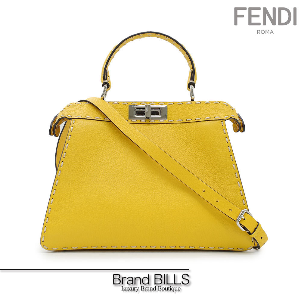 未使用品 FENDI フェンディ ピーカブー アイシーユー ミディアム ハンドバッグ ショルダーバッグ 2way セレリア イエロー_画像1