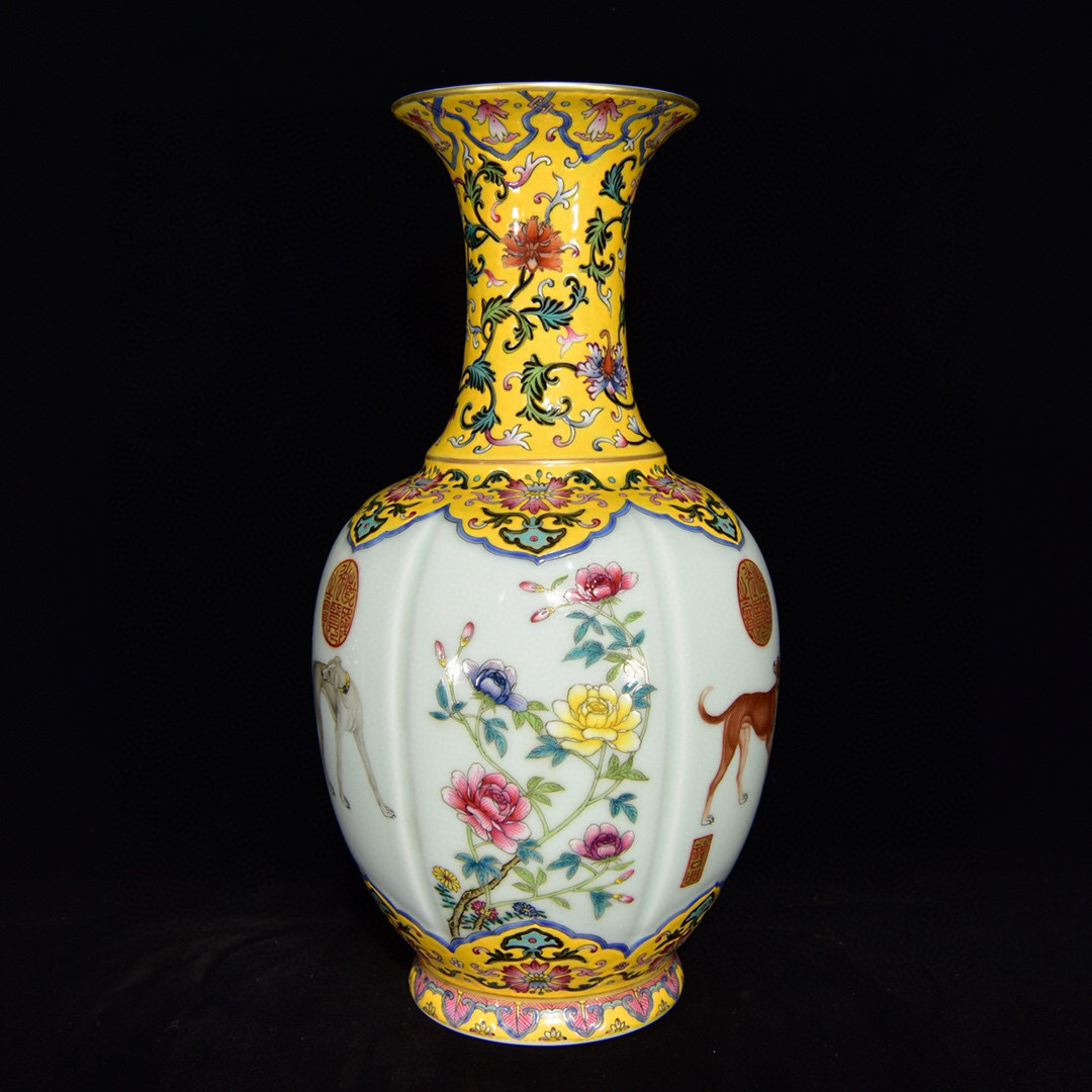 館蔵珍品 清 乾隆年製款 古陶瓷品 粉彩 花卉紋 花瓶』置物 賞物 貴重