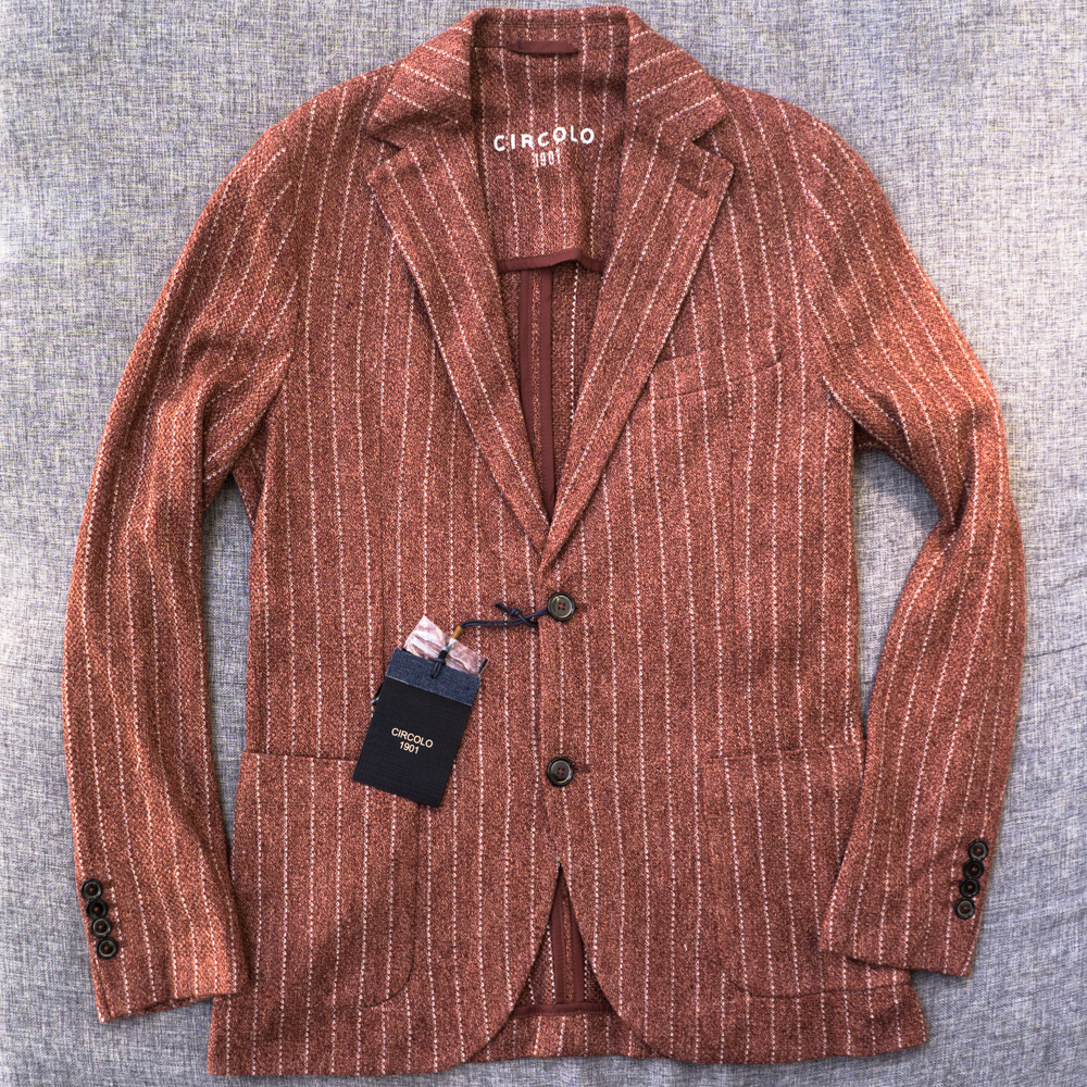 新品☆ CIRCOLO 1901 リネン ジャージー ストライプ ジャケット 46