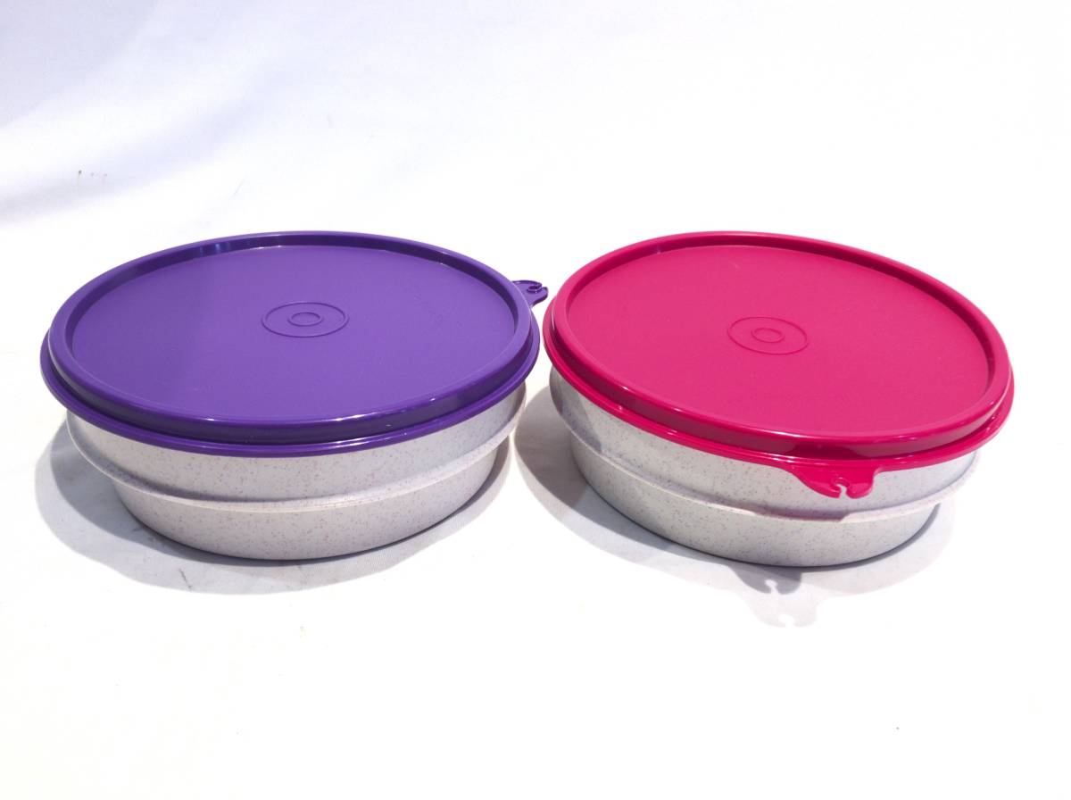 #8917# unused #2 piece set tupperware tapper wear round shape circle preservation container .. container 