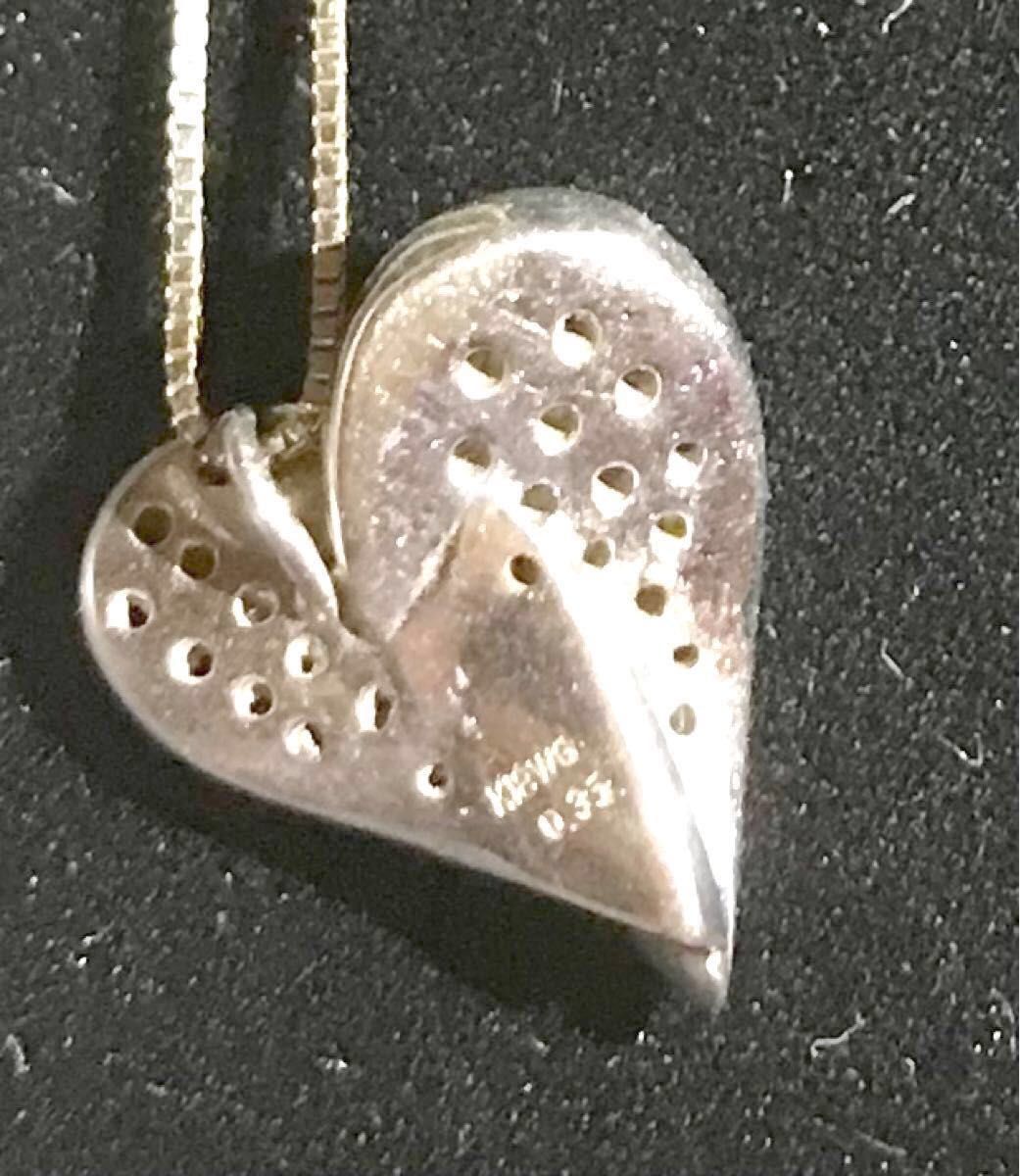 k18wg 0.35ct ダイヤモンド ハート ネックレス 現行品 1