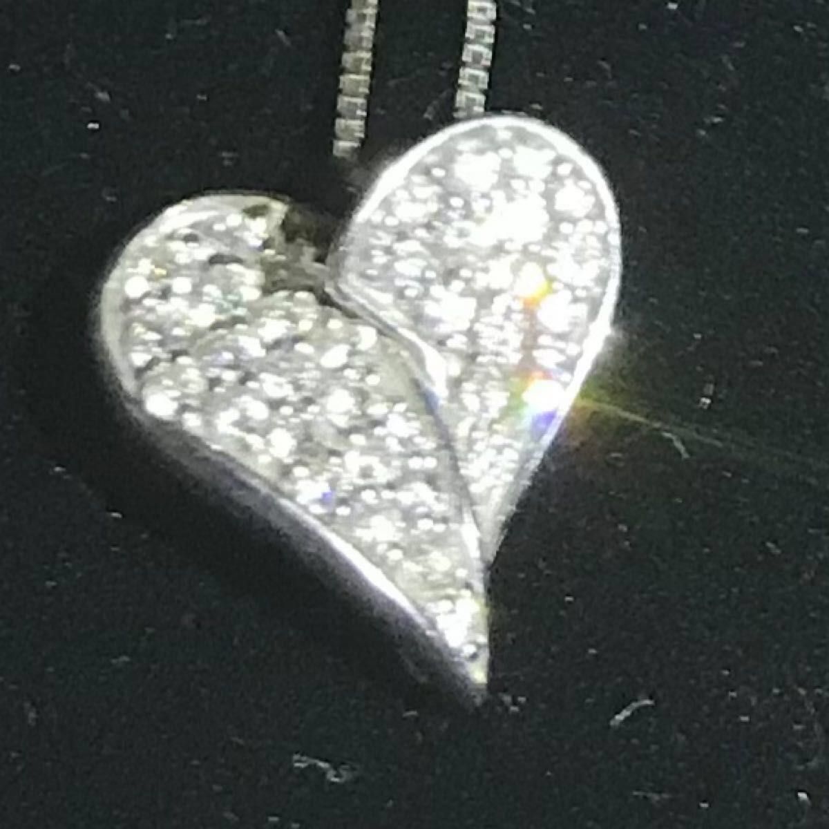 k18wg 0.35ct ダイヤモンド ハート ネックレス 現行品 8