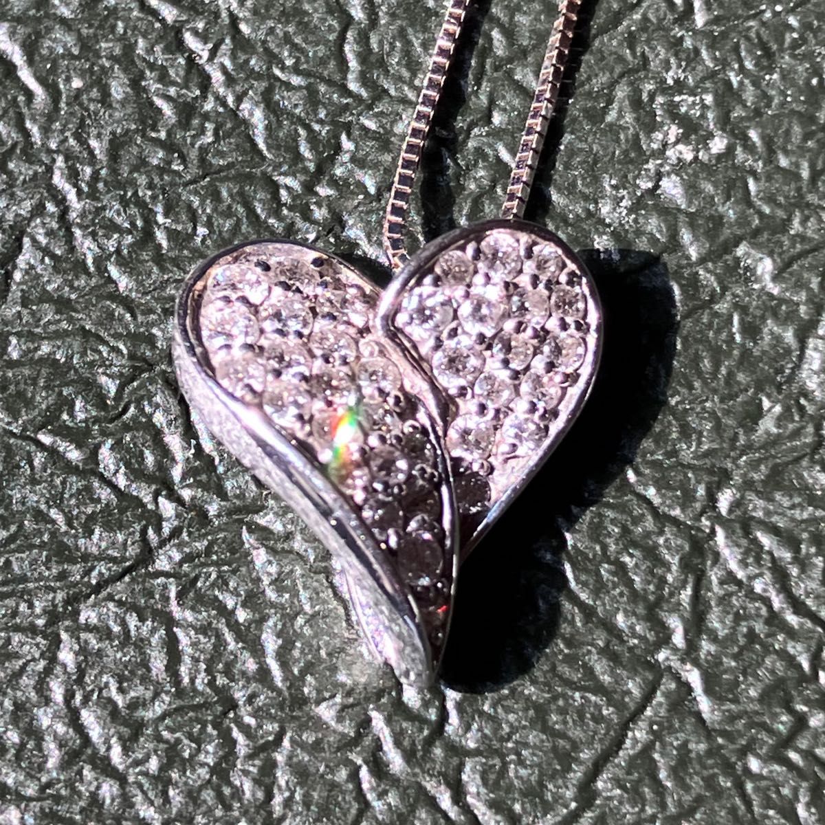 k18wg 0.35ct ダイヤモンド ハート ネックレス 現行品 5