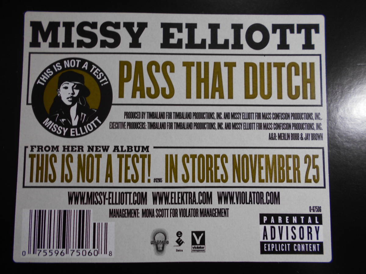 【LPレコード】 MISSY ELLIOTT 『PASS THAT DUTCH/THIS IS NOTH TEST』　ヒップホップ　ラップ_画像3