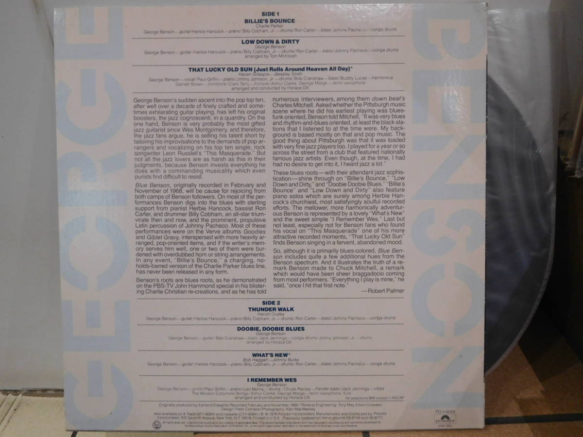 ○GEORGE BENSON/BLUE BENSON USA再発輸入盤LPレコード　PD-1-6084_画像2