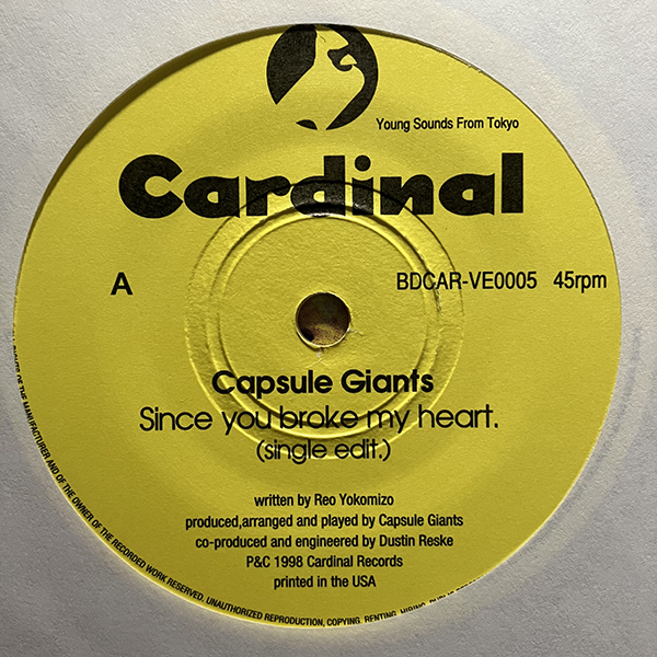 Capsule Giants / Since You Broke My Heart・Rocketship / Love So Estranged [Cardinal Records BDCAR-VE0005] クリアー盤_画像4