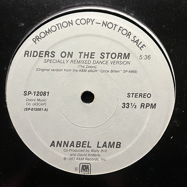 Annabel Lamb / Riders On The Storm [A&M Records SP-12081] PROMO_画像1