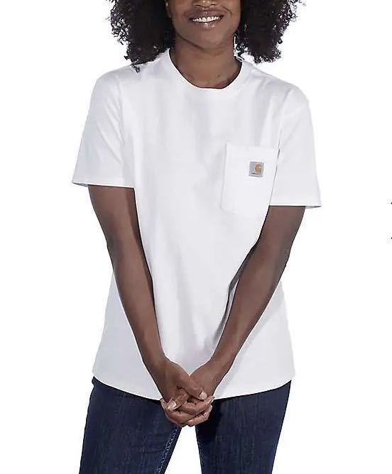 carhartt women's pocket Tee WHITE カーハート ポケット Tシャツ レディース Lサイズ_画像2