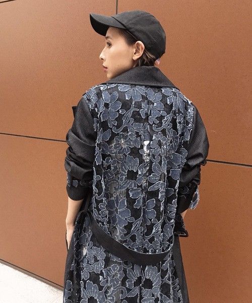 AMERI VINTAGE BACK LACE COAT トレンチコート バックレースコート インディコ デニム AMERI VINTAGE BACK LACE COAT トレンチコート バックレースコート インディコ デニム