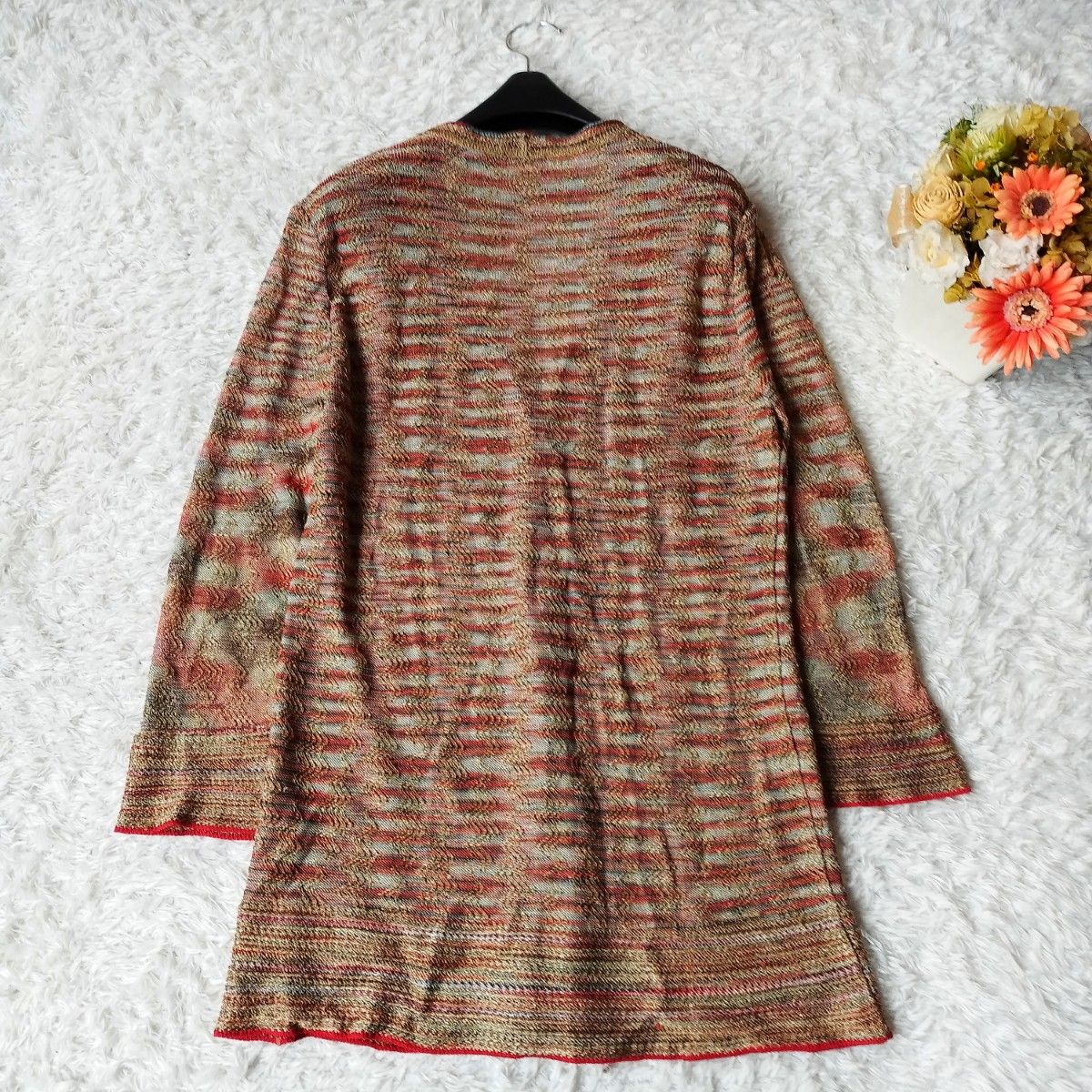 MISSONI ミッソーニ カーディガン 長袖 ジグザグ ボーダー ストライプ ニット 3L 2XL オレンジタグ イタリア