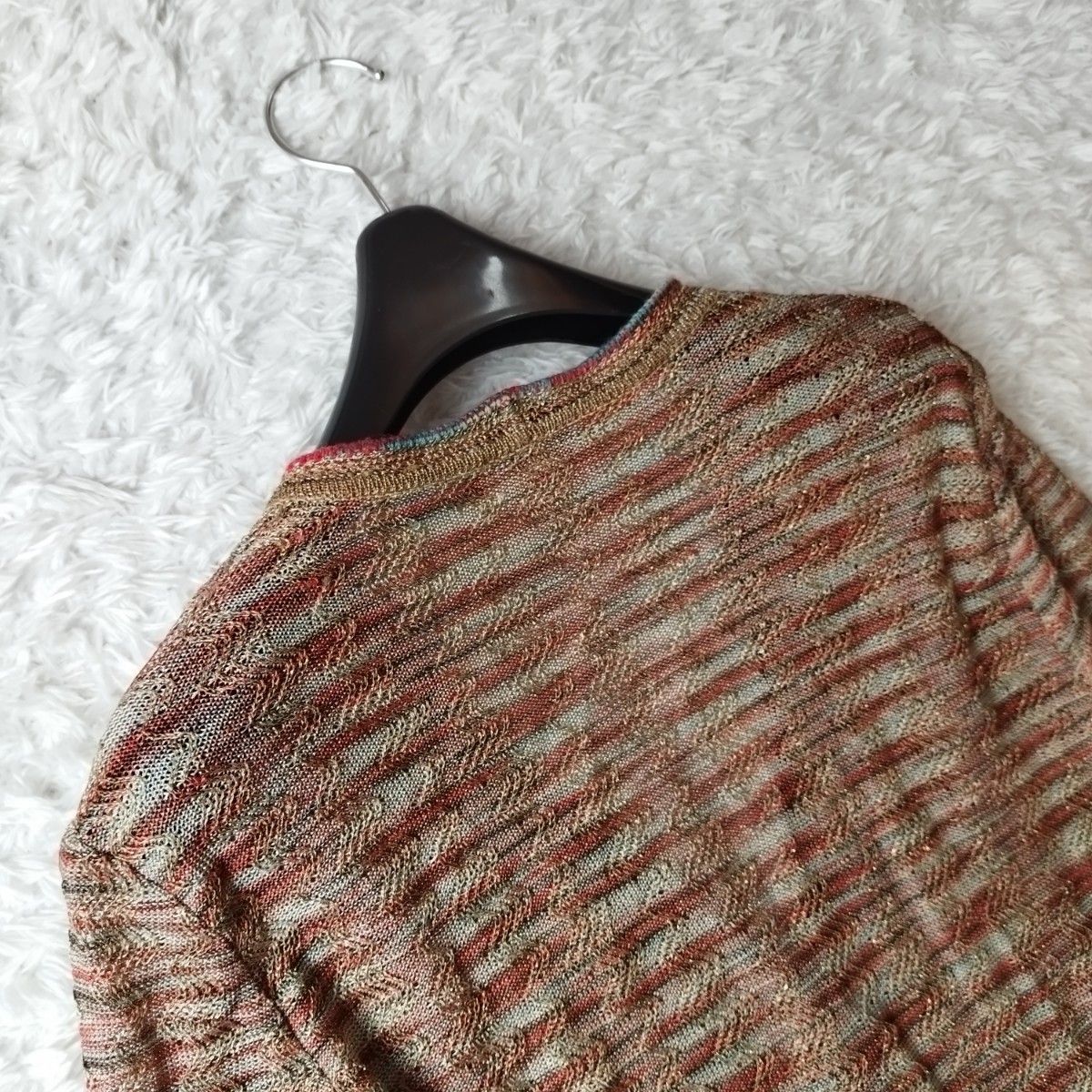 MISSONI ミッソーニ カーディガン 長袖 ジグザグ ボーダー ストライプ ニット 3L 2XL オレンジタグ イタリア