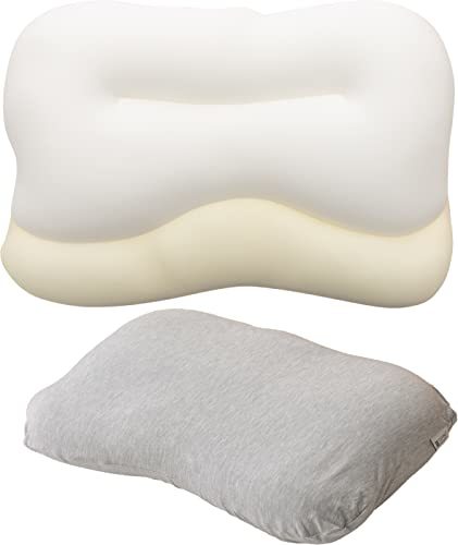 アクア ナイスデイ 枕 グレー 60×40cm 日本製 (本体) 雲に包まれるような ふっくら もっちり 隙間サポート 丸ごと洗える 専用カバー付き