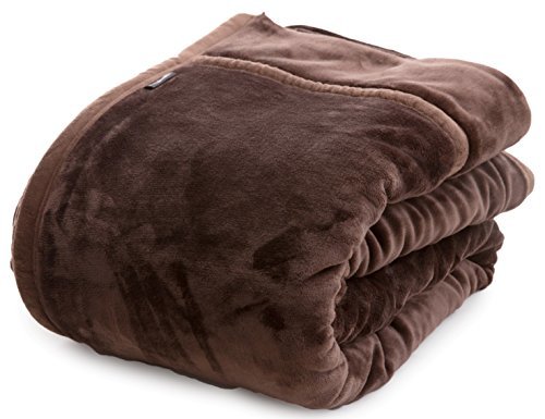AQUA（アクア） mofua (モフア) 綿入り 毛布 シングル (140×200cm) ブラウン あったかさをためこむ 4層 構造 ぬくぬく 2枚合わせ 衿付き
