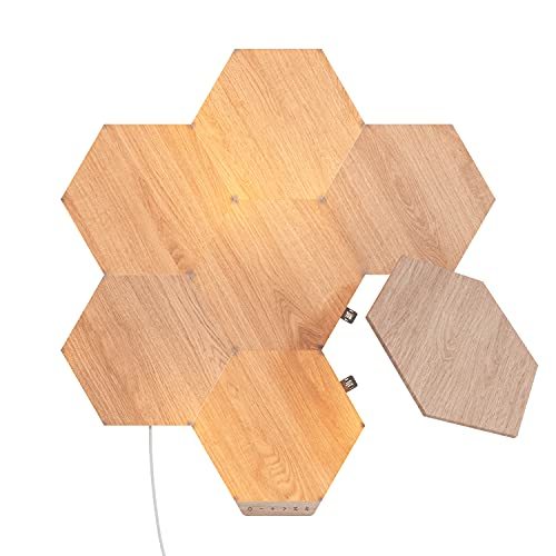 Nanoleaf(ナノリーフ) Elements Hexagon (エレメンツ ヘキサゴン) 7枚入り スターターパック スマートライト 木目調 インテリア照明 LED_画像1