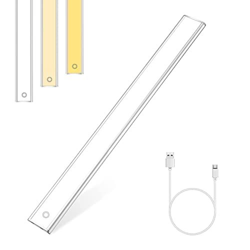 SZMDLX LEDセンサーライト 室内 100%発光面 9mm超薄型 USB充電式 人感センサーライト 3000mAh 3色温度調整 38cm長さ 140LED タッチ式調整_画像1