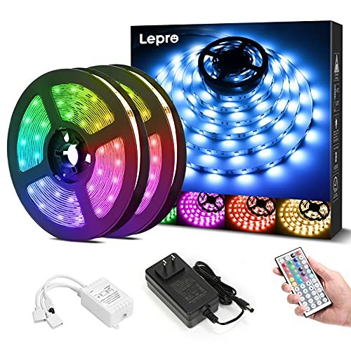 Lepro LEDテープライト SMD 5050 両面テープ 10m (5m*2本) 300連 非防水 RGB 30leds/m 高輝度 44Kコントローラー 調光調色 切断可能_画像1