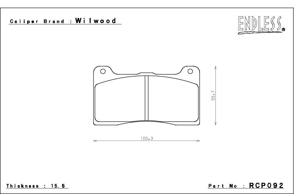 エンドレス ウィルウッド製 レーシングキャリパー用 ブレーキパッド CC43 (N35S) F4 F/R ピストン:4_画像2