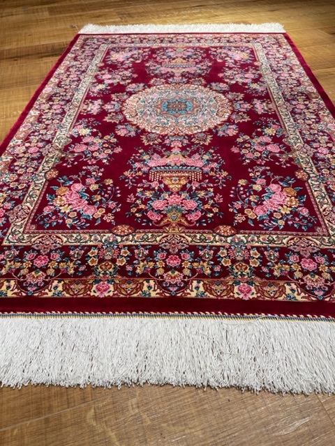 ペルシャ絨毯・最高級ハンド&マシン織り・ 世界最高密度150万ノット ・豪奢なクムデザイン 120cm×80cm ch1_画像2