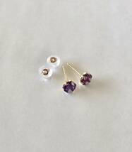  amethyst earrings K18 earrings amethyst 2 month birthstone large grain earrings free shipping unused 