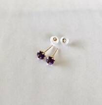 amethyst earrings K18 earrings amethyst 2 month birthstone large grain earrings free shipping unused 