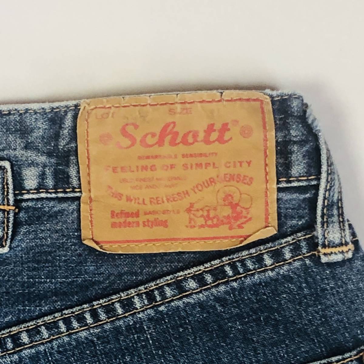 ★Schott★W31 ショット ジーンズ デニムパンツ メンズ ハーフパンツ ボタンフライ 紺色 ネイビー デニム パンツ P071