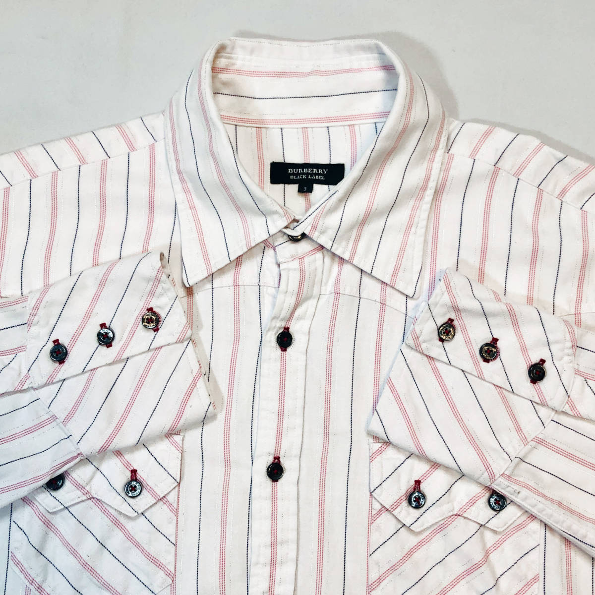 BURBERRY サイズ3 バーバリー BLACK LABEL 長袖 メンズ 白 BURBERRY サイズ3 バーバリー BLACK LABEL 長袖 メンズ 白
