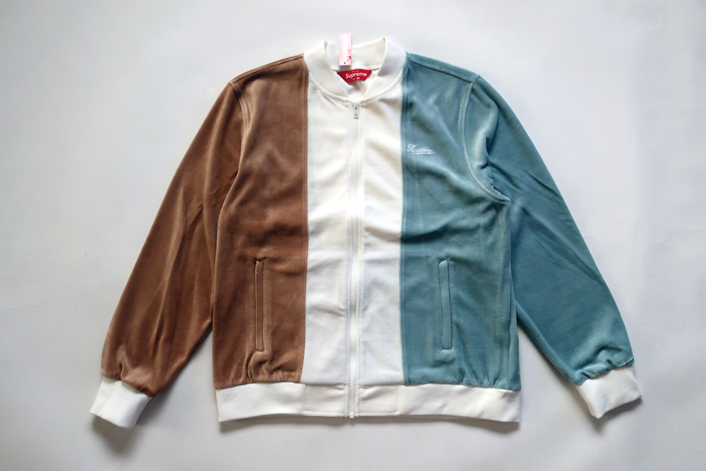 Mサイズ！18 Supreme Velour Zip Up Jacket茶シュプリームベロアジップジャケット_画像1