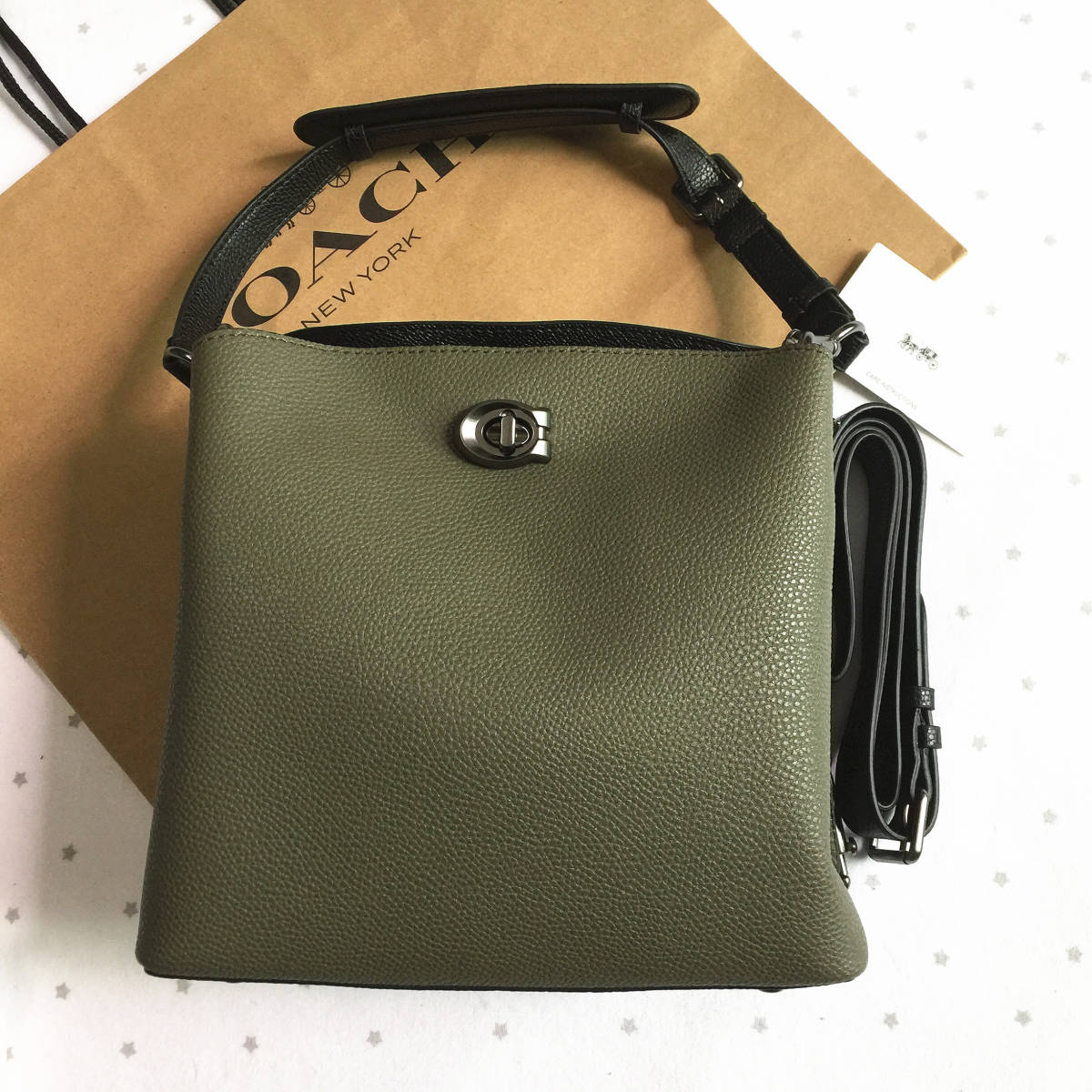 新品未使用】COACH コーチバッグ C3766 オリーブグリーン バケット