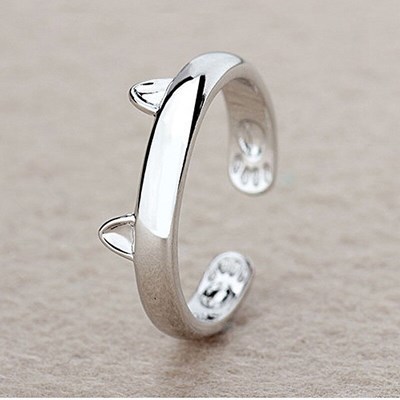 リング 猫耳 シルバー 指輪 ネコ ねこ ファッション シルバー リング デザイン かわいい キャット ジュエリーガール ギフト #C375-18